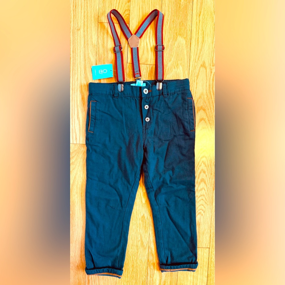 Brand new Okaidi pants with suspenders size 3T